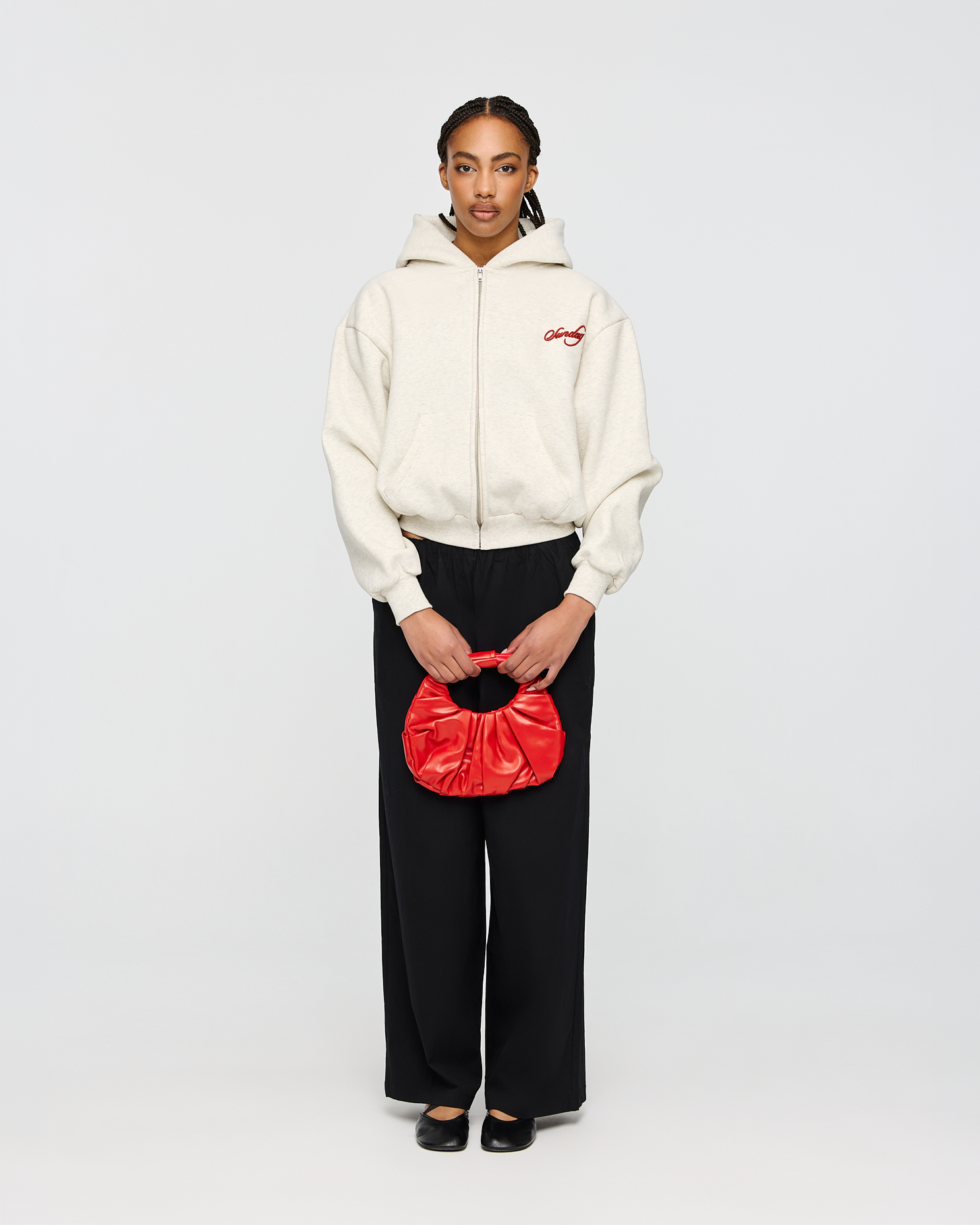 heavyweight cursive zip-up
