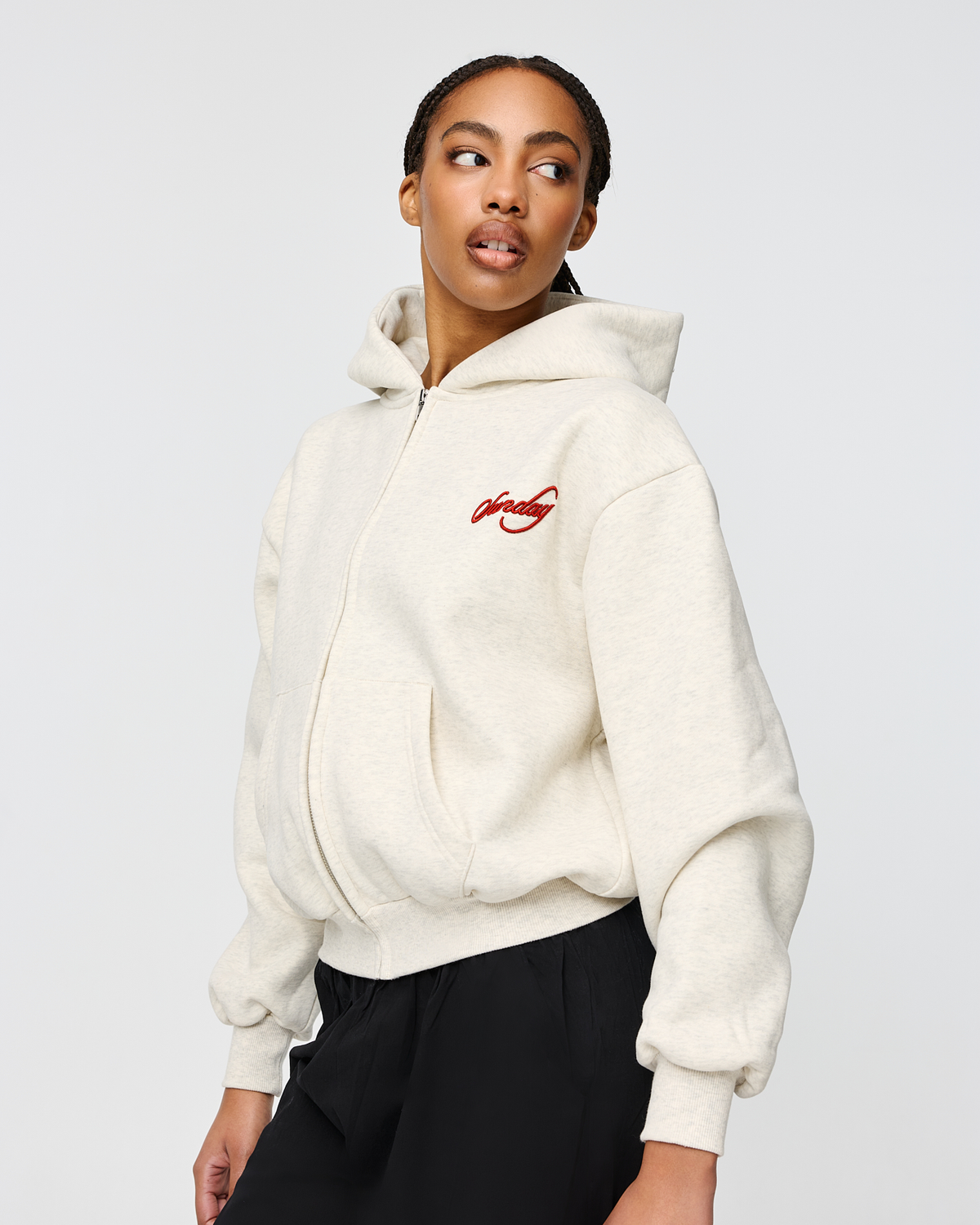 heavyweight cursive zip-up