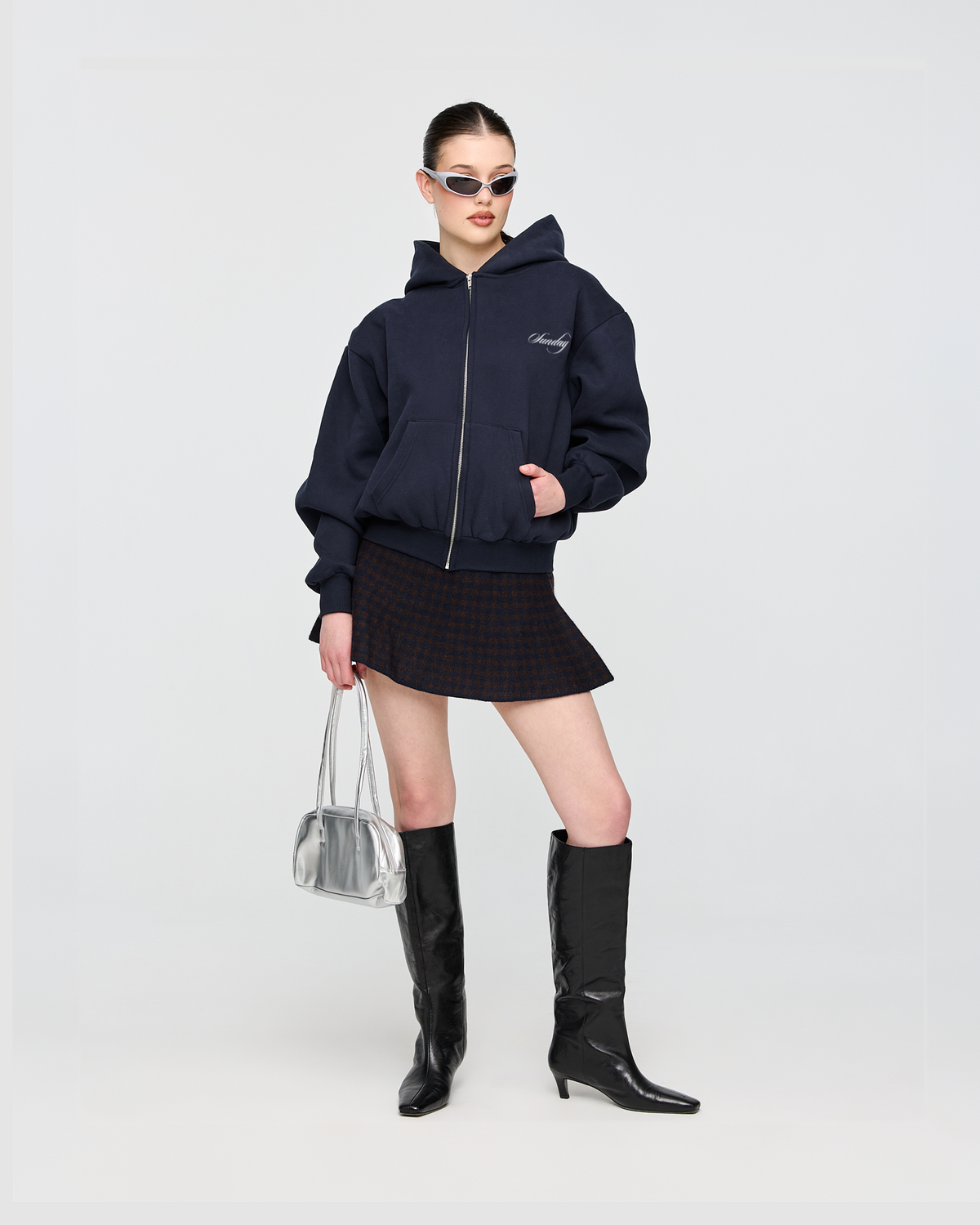 heavyweight cursive zip-up