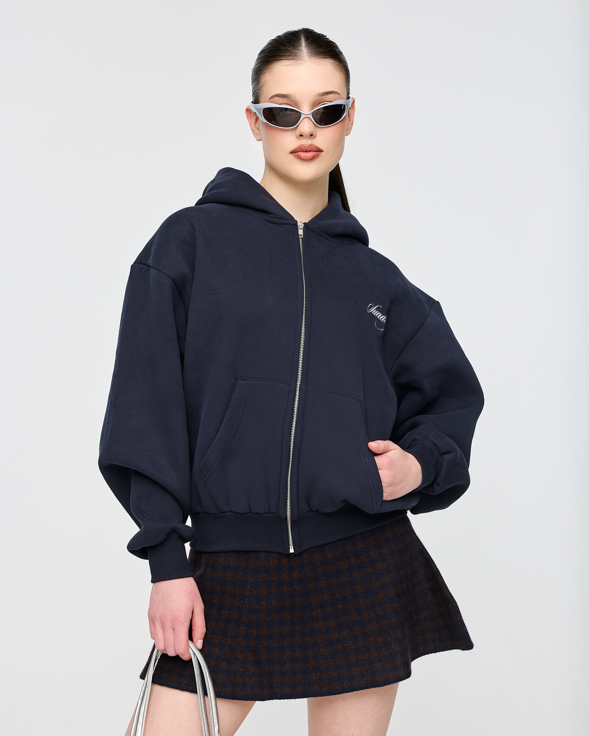heavyweight cursive zip-up