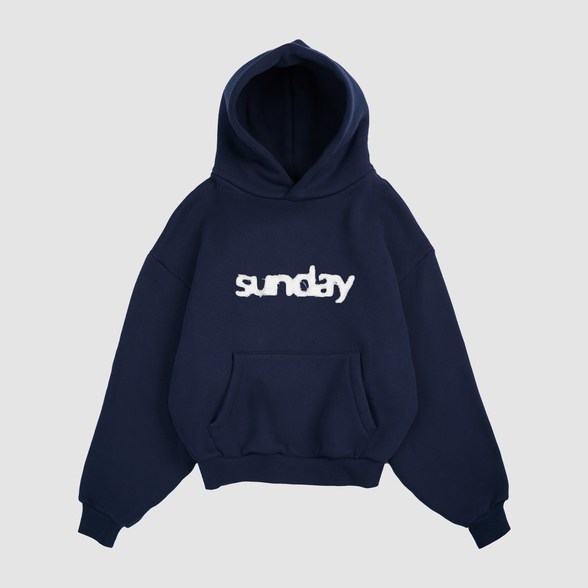 heavyweight appliqué hoodie - navy
