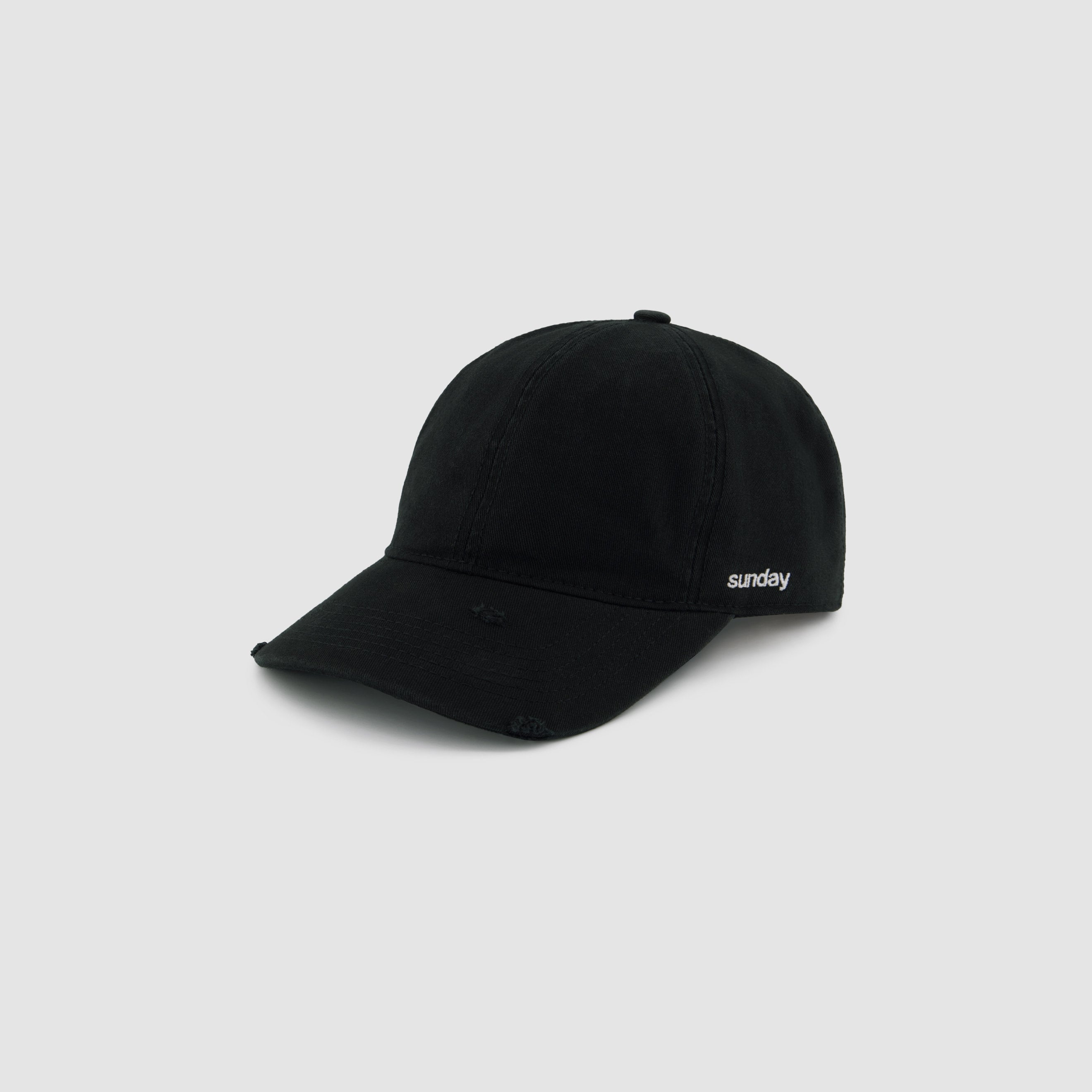 distressed script cap - carbon