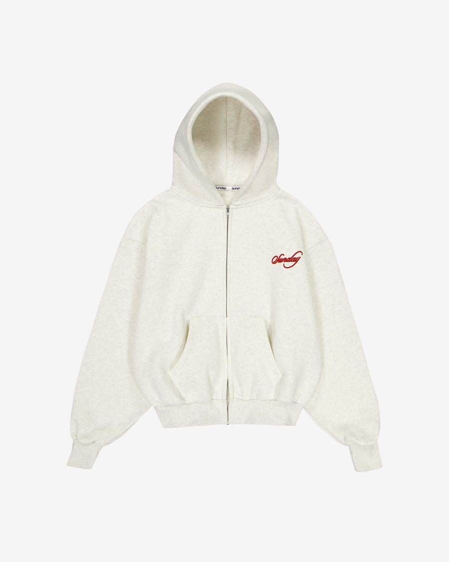 heavyweight cursive zip-up