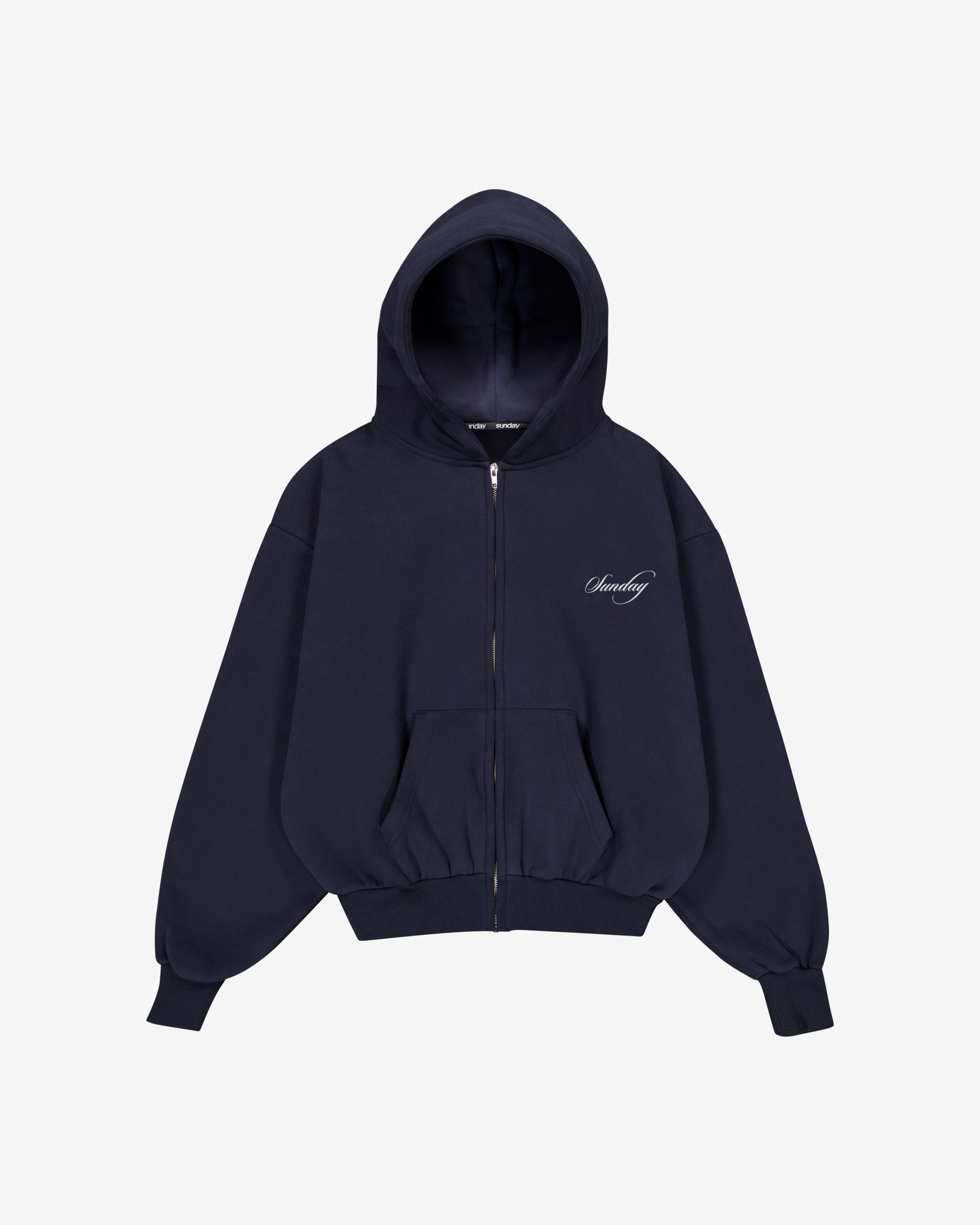 heavyweight cursive zip-up