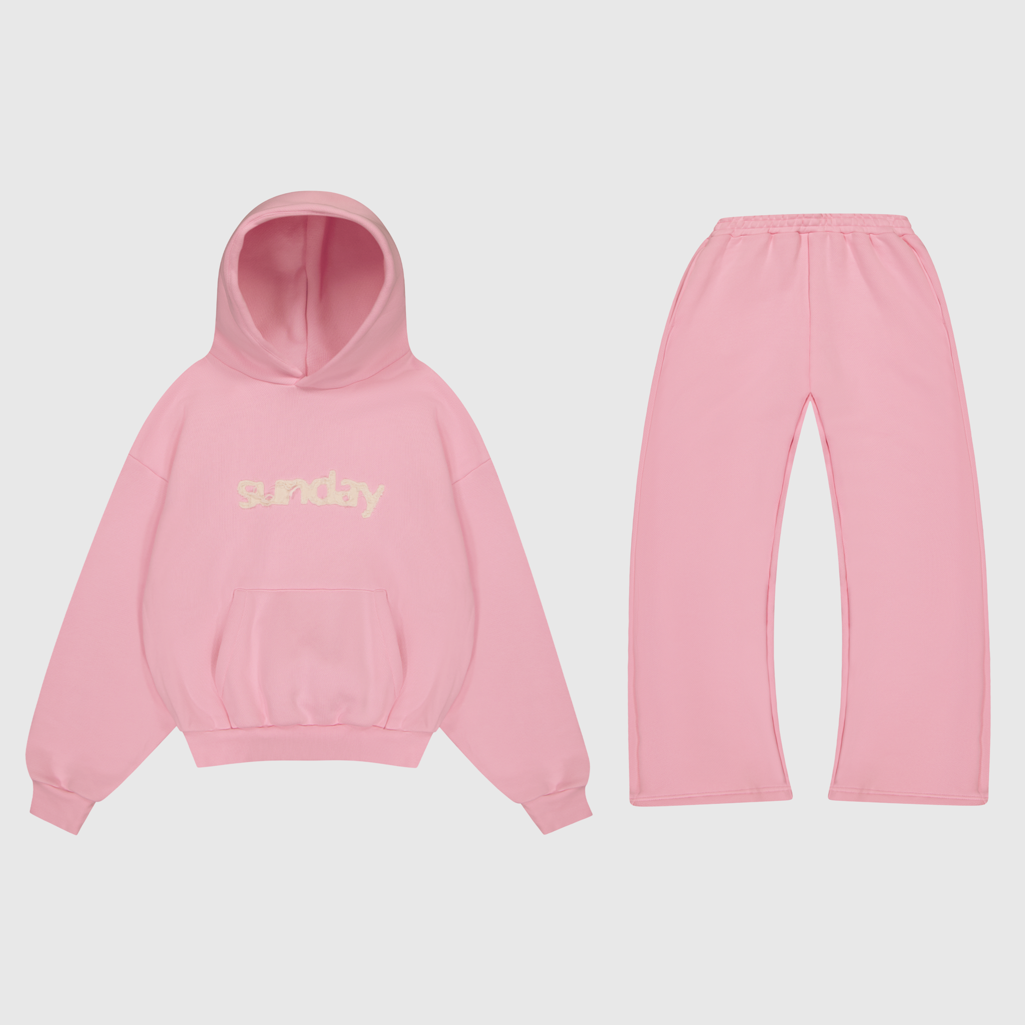 heavyweight appliqué tracksuit set - powder pink