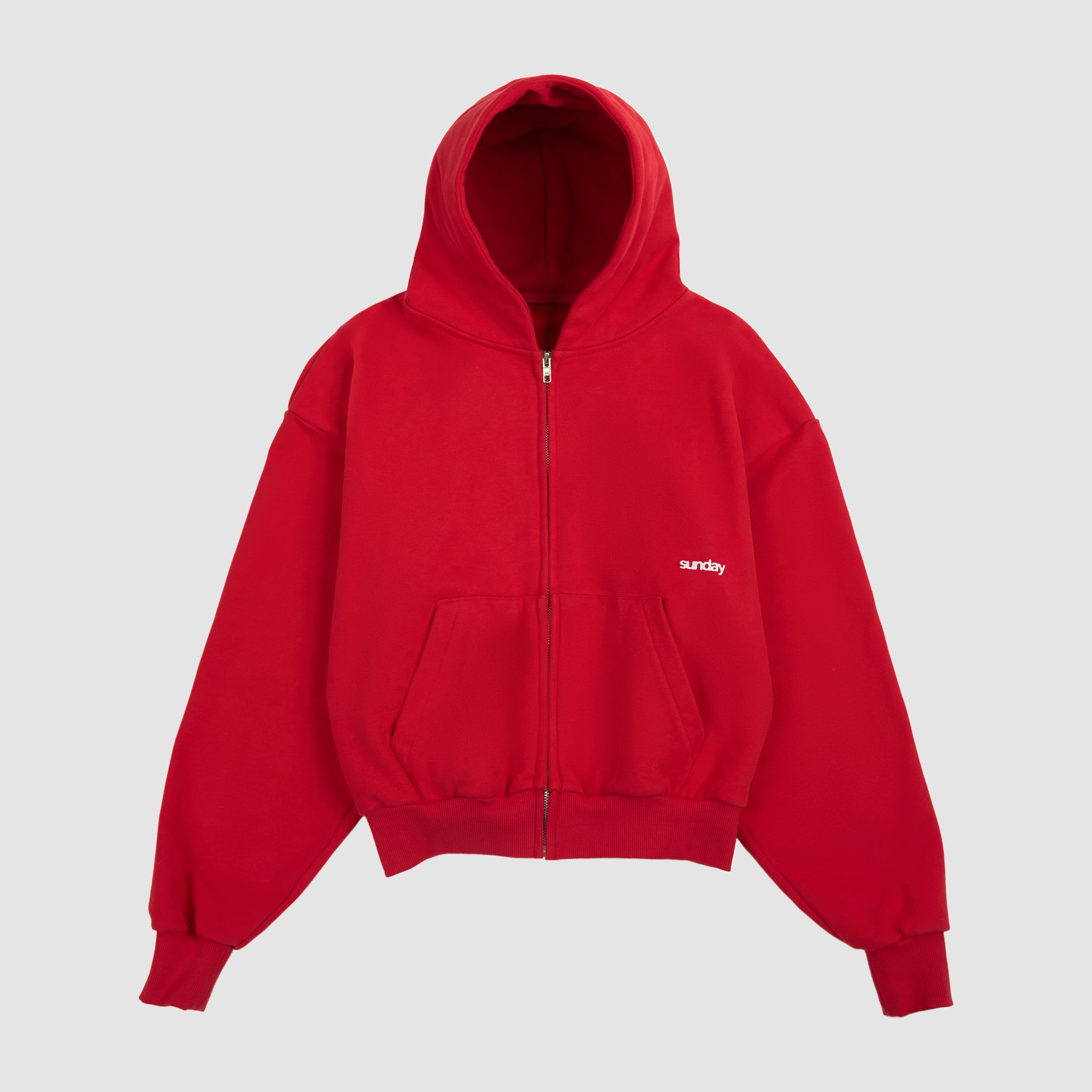 heavyweight script zip-up - nordic red