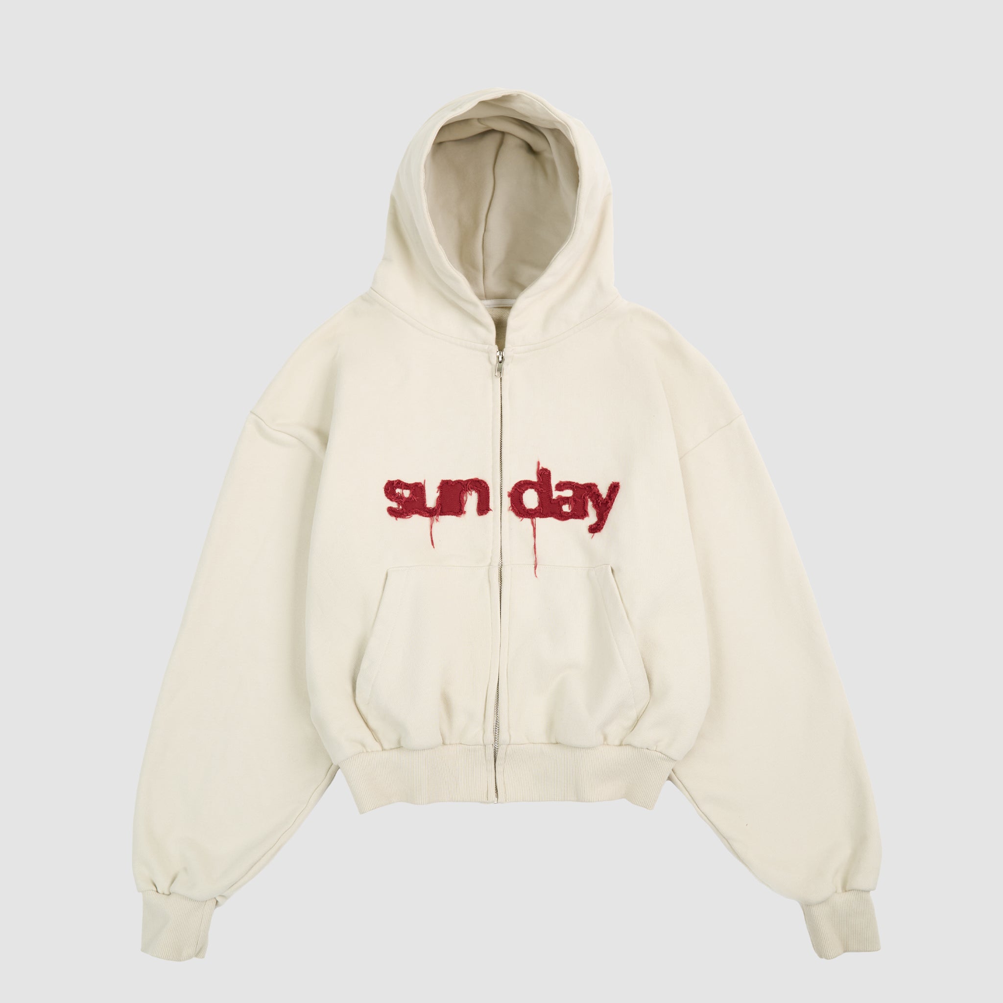 heavyweight appliqué zip-up - off white