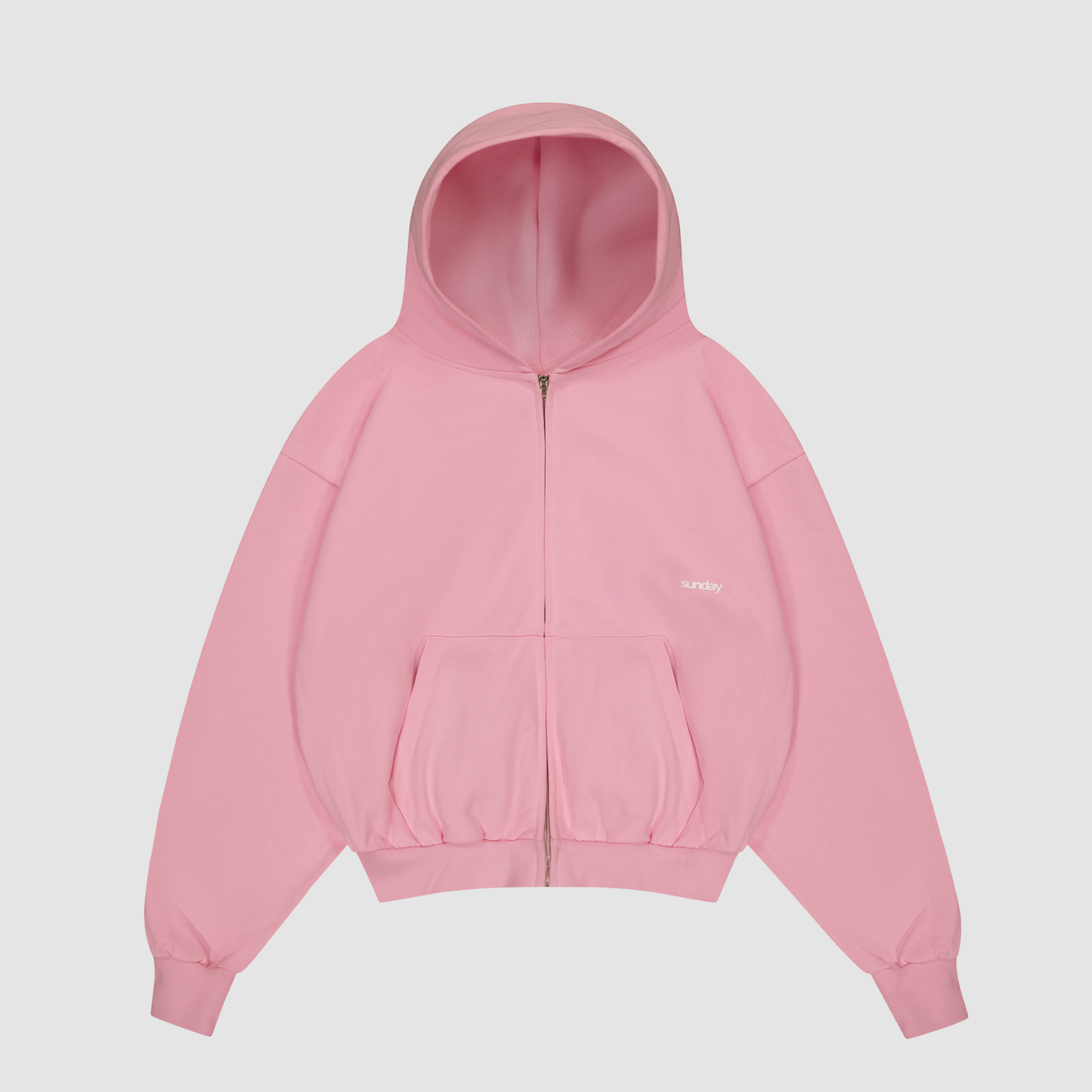 heavyweight script zip-up - powder pink