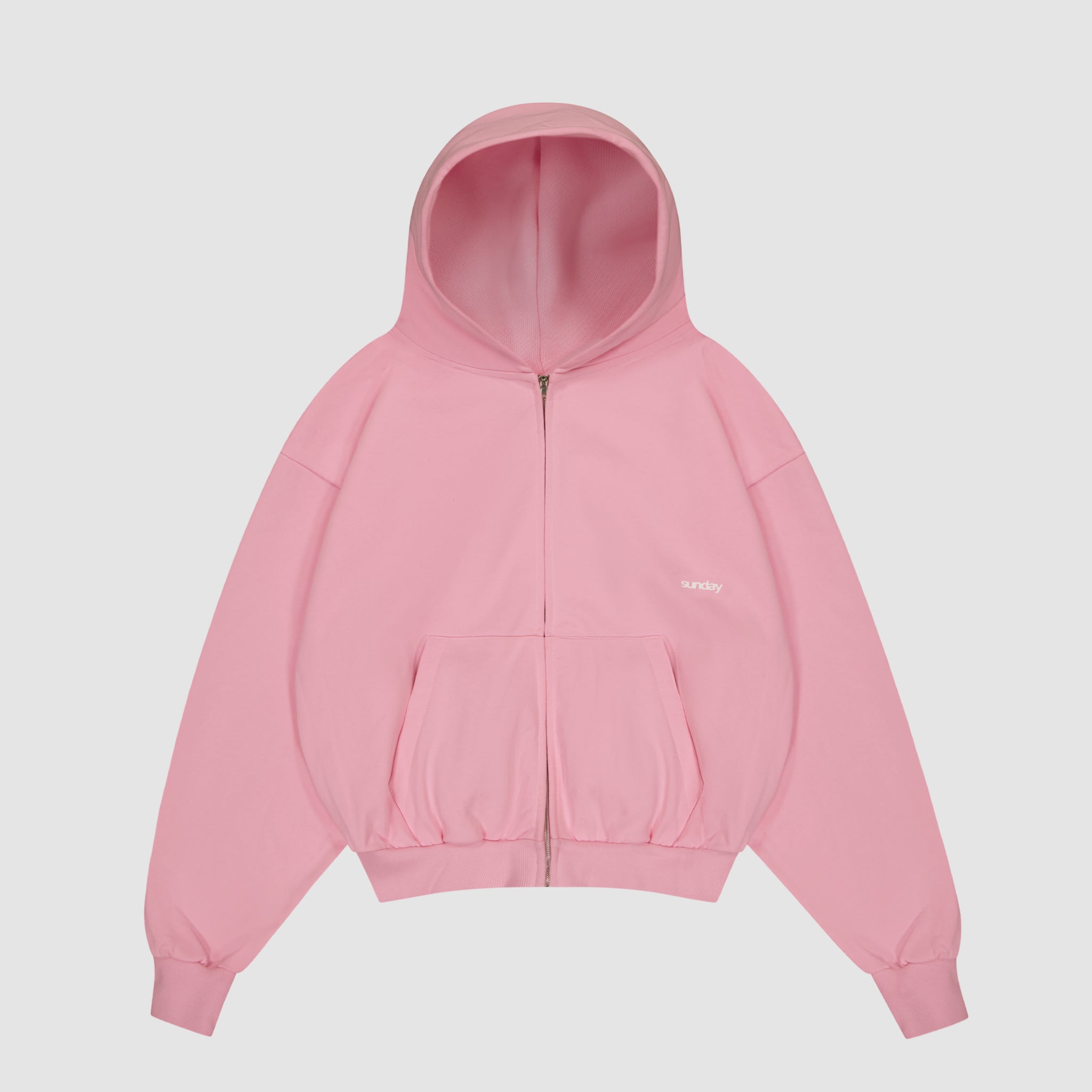 heavyweight script zip-up - powder pink