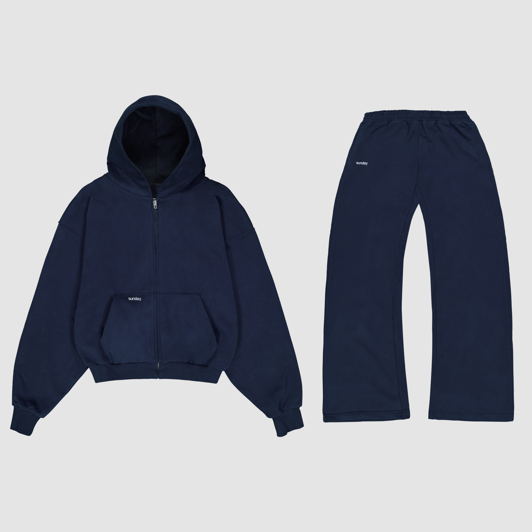 heavyweight simple tracksuit set - navy
