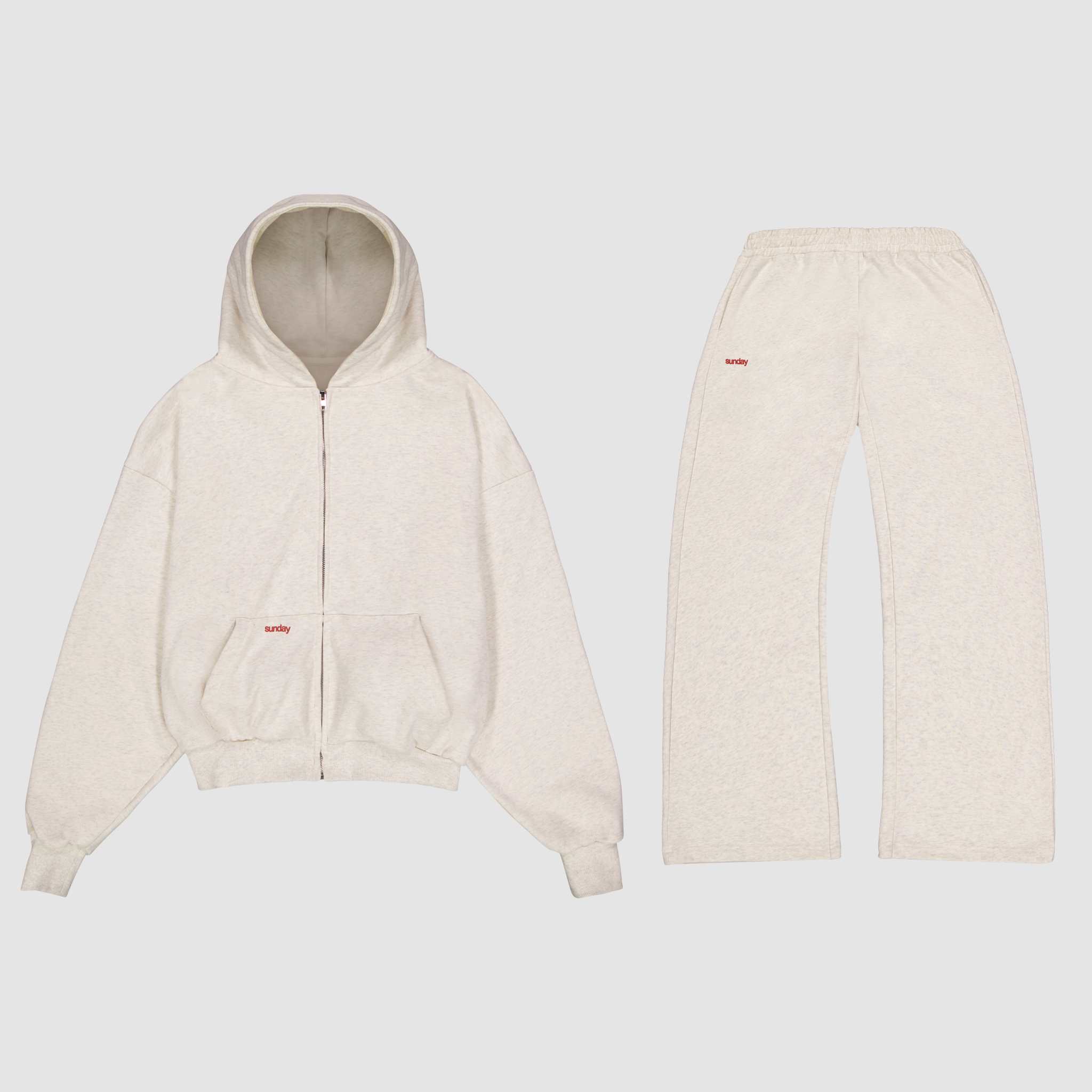 heavyweight simple tracksuit set - oatmeal
