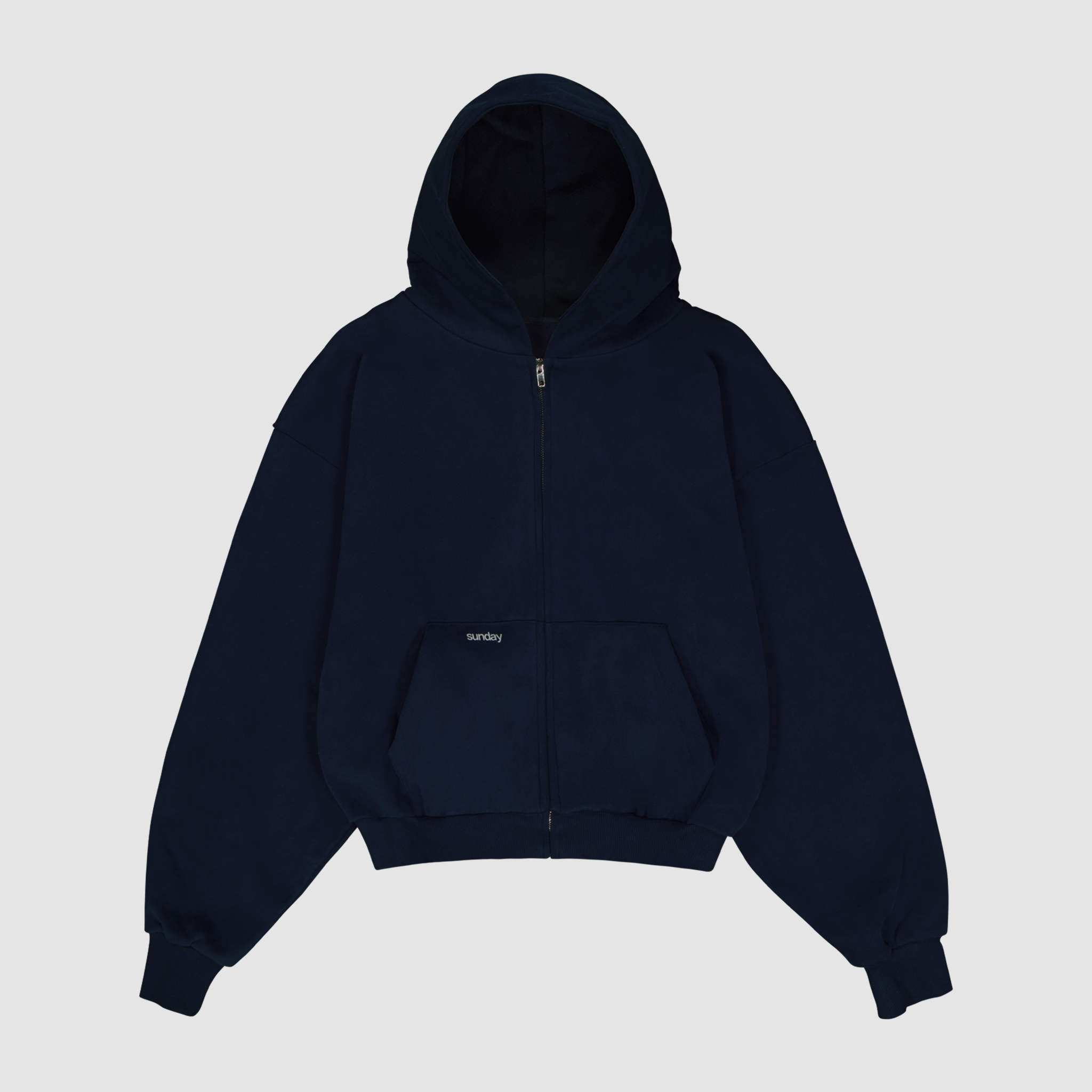 heavyweight simple zip-up - navy