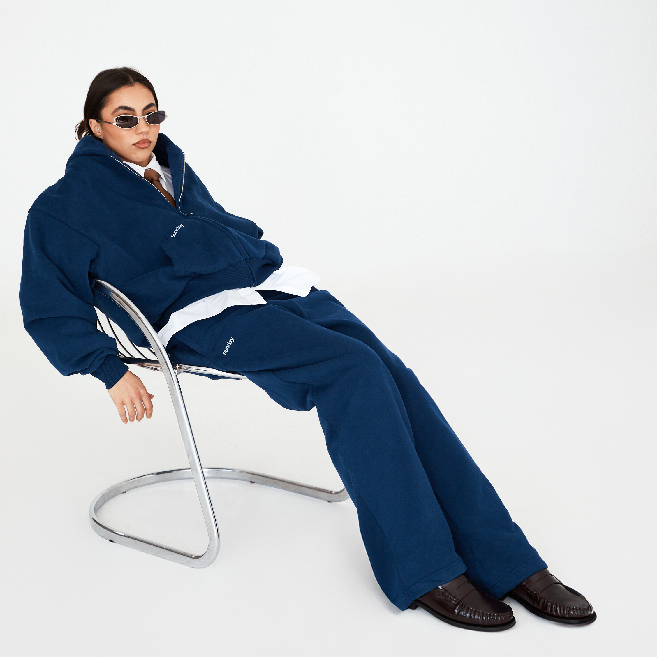 heavyweight simple zip-up - navy