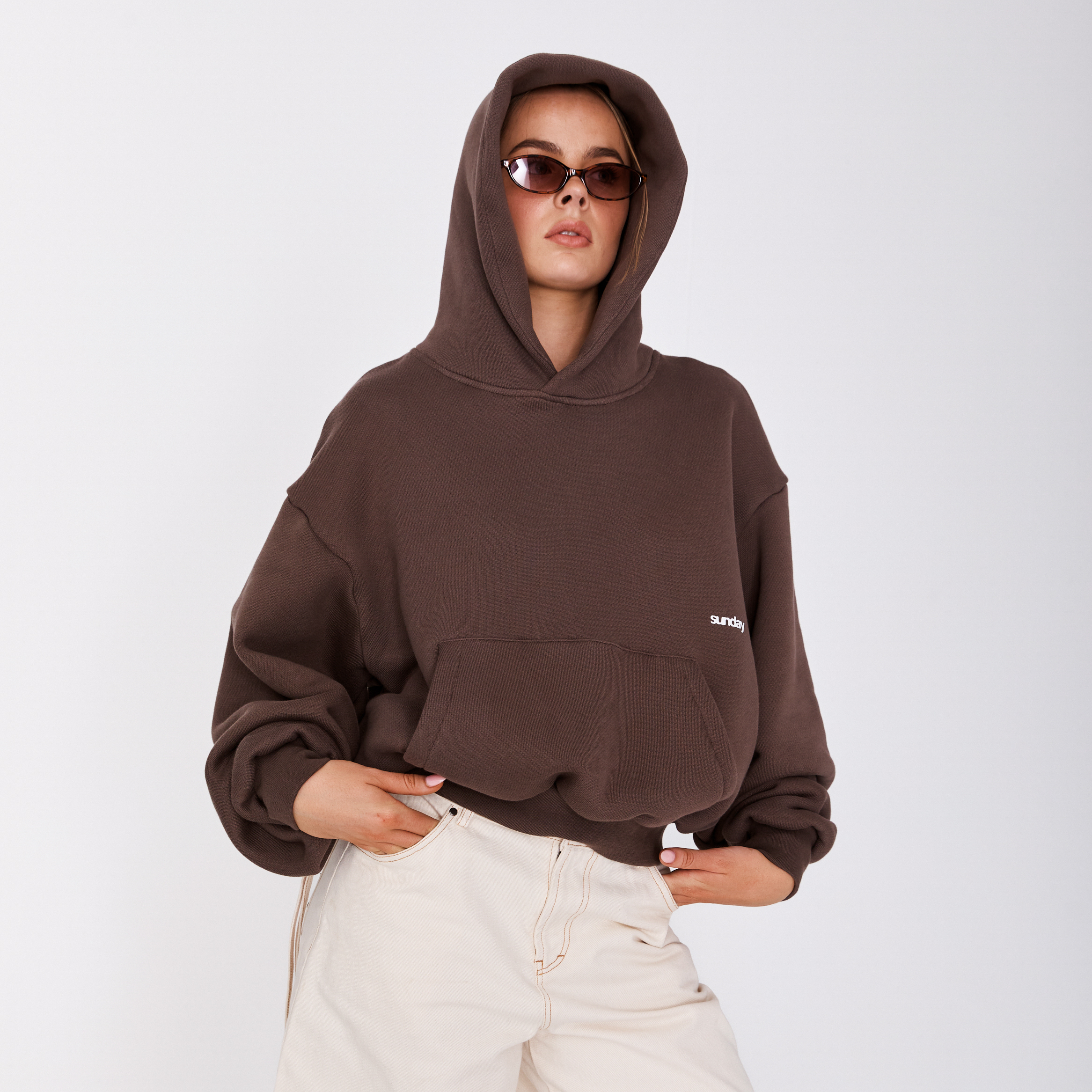 heavyweight script hoodie - mocha