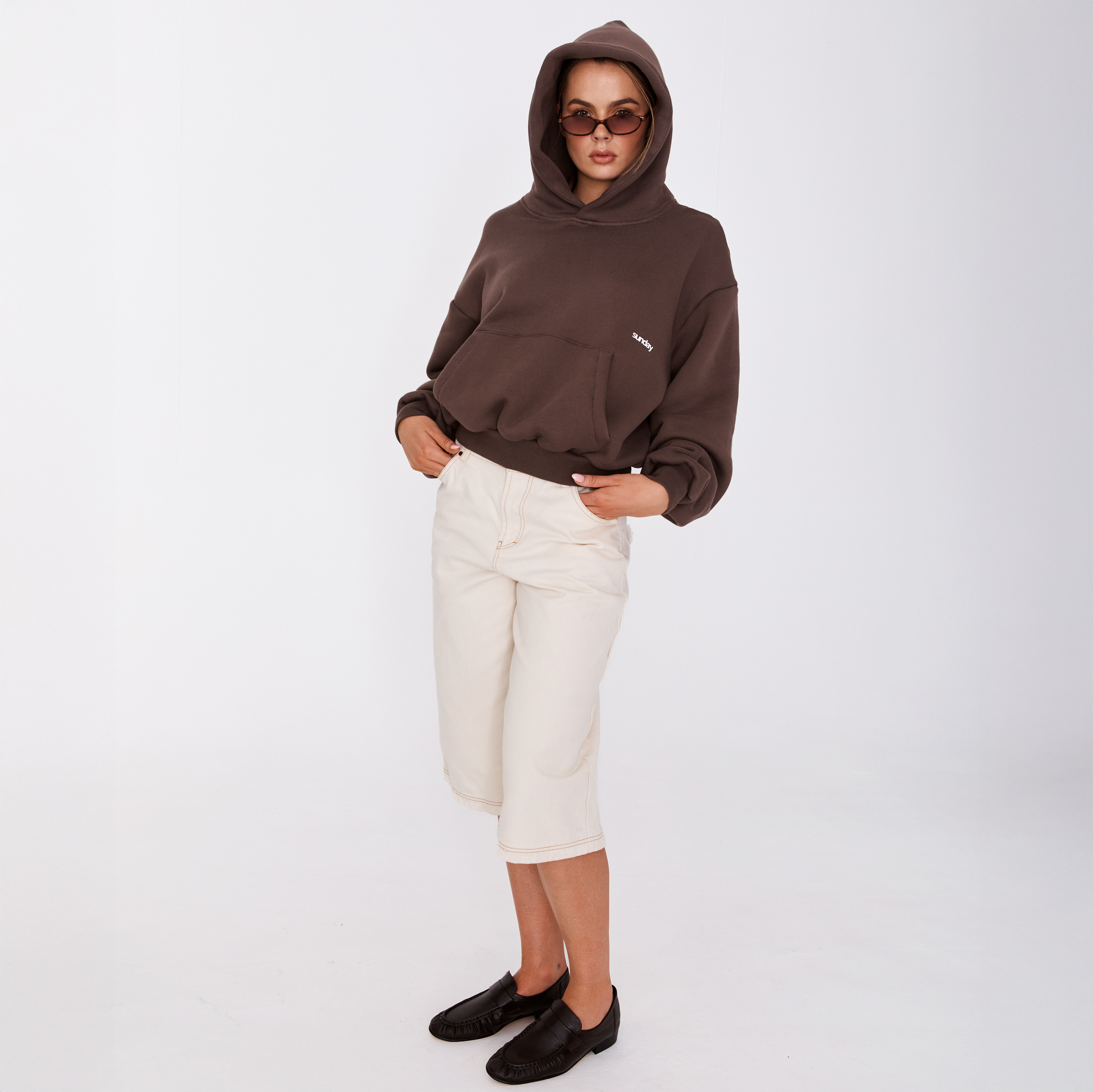 heavyweight script hoodie - mocha