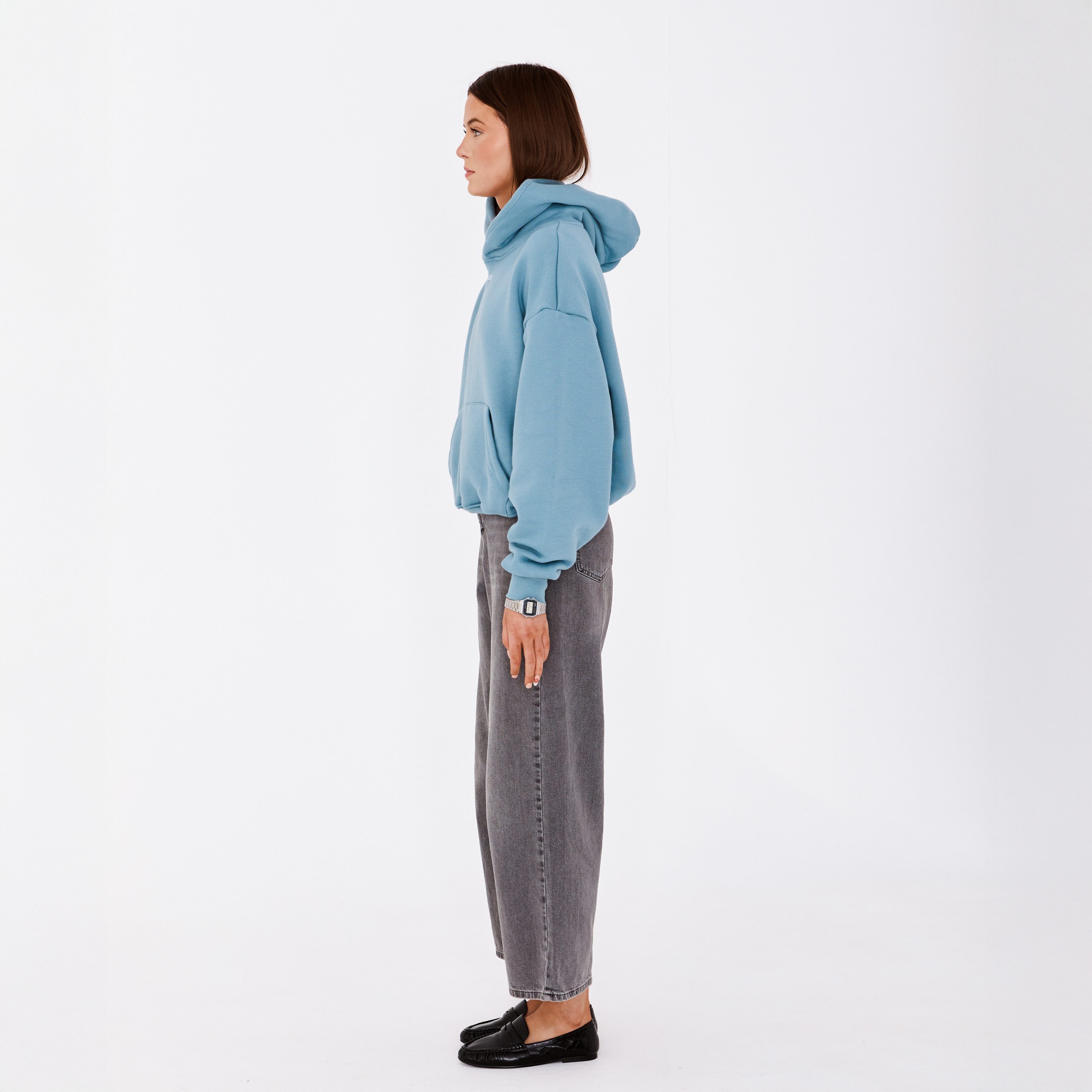 heavyweight simple hoodie - powder blue