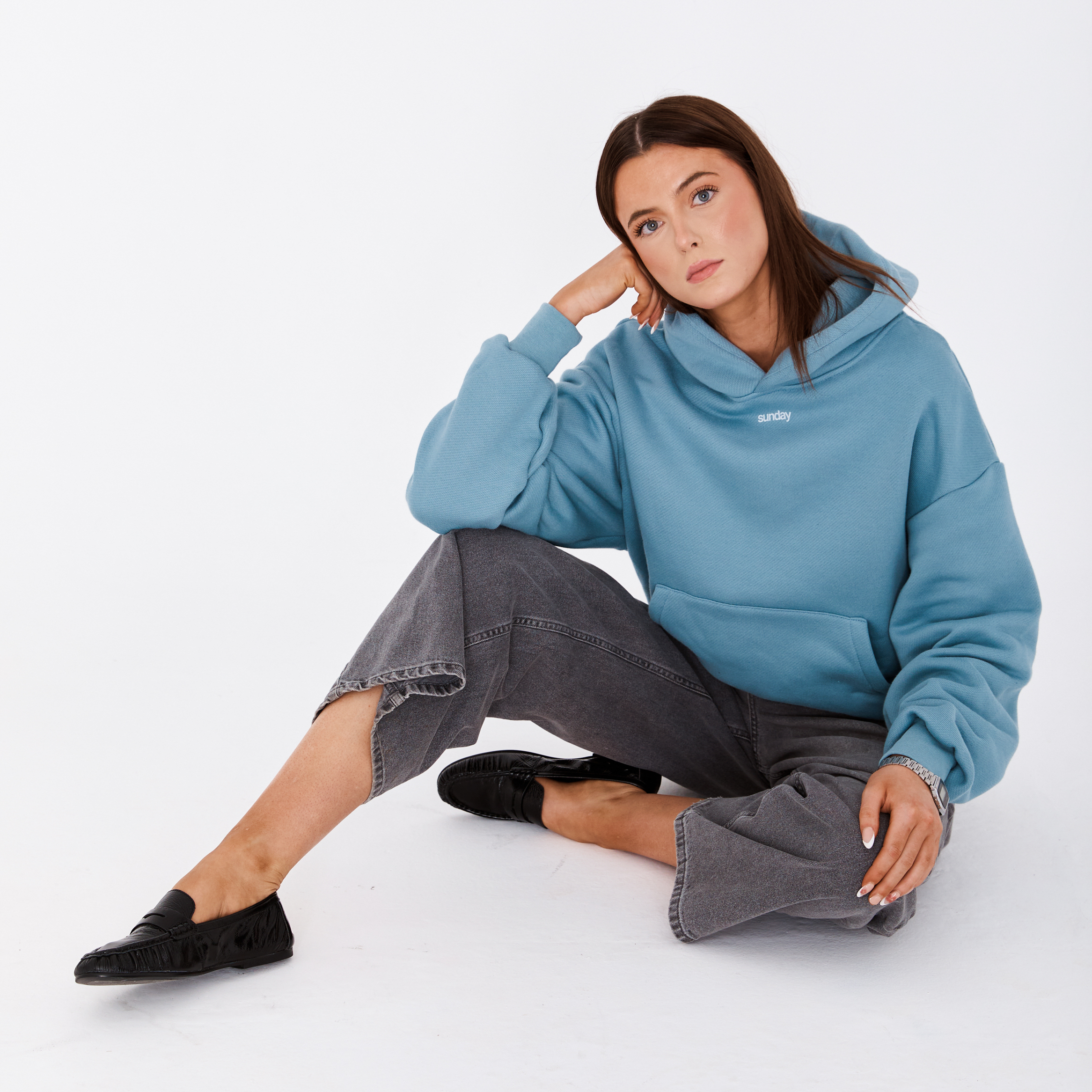 heavyweight simple hoodie - powder blue
