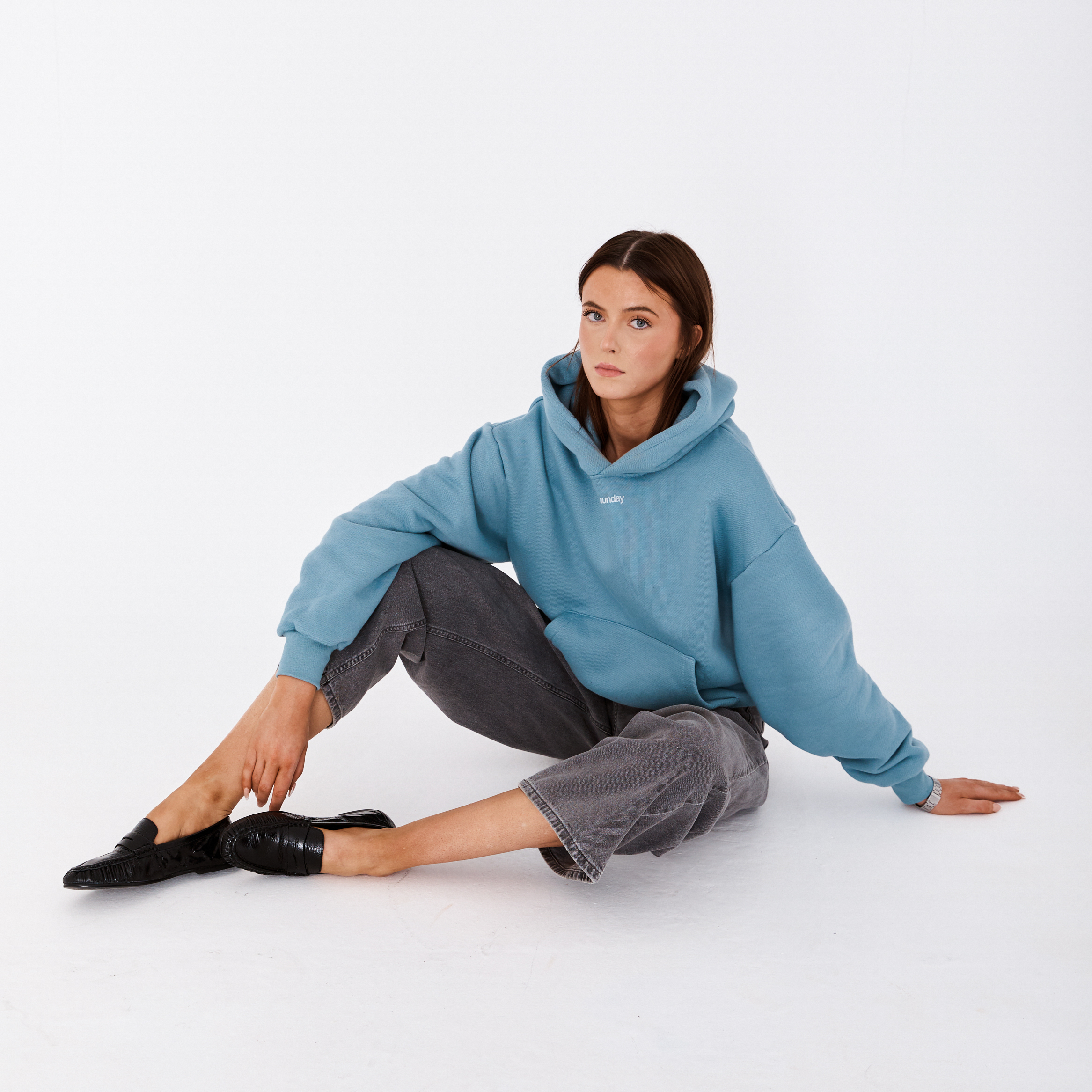 heavyweight simple hoodie - powder blue