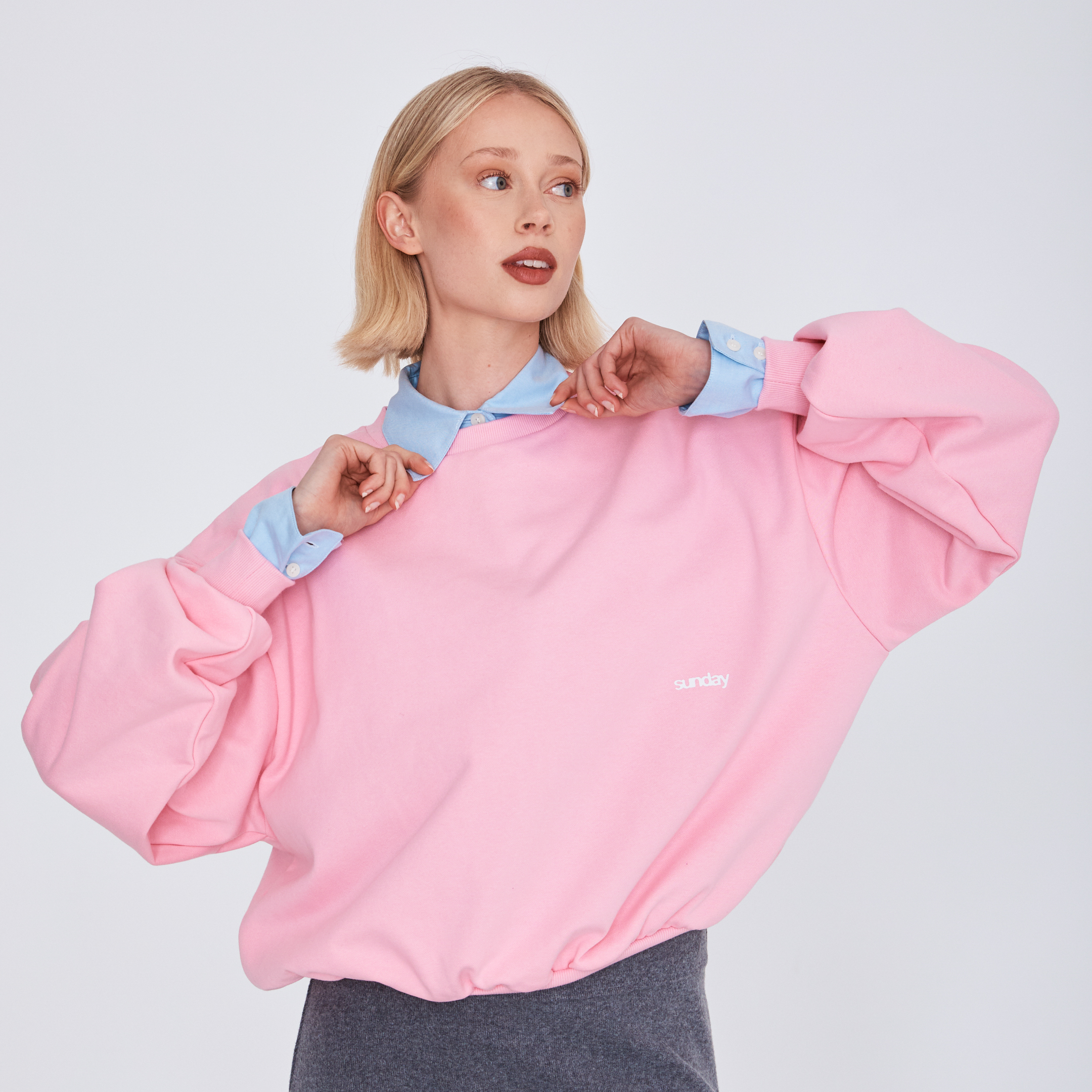 heavyweight script crewneck - powder pink