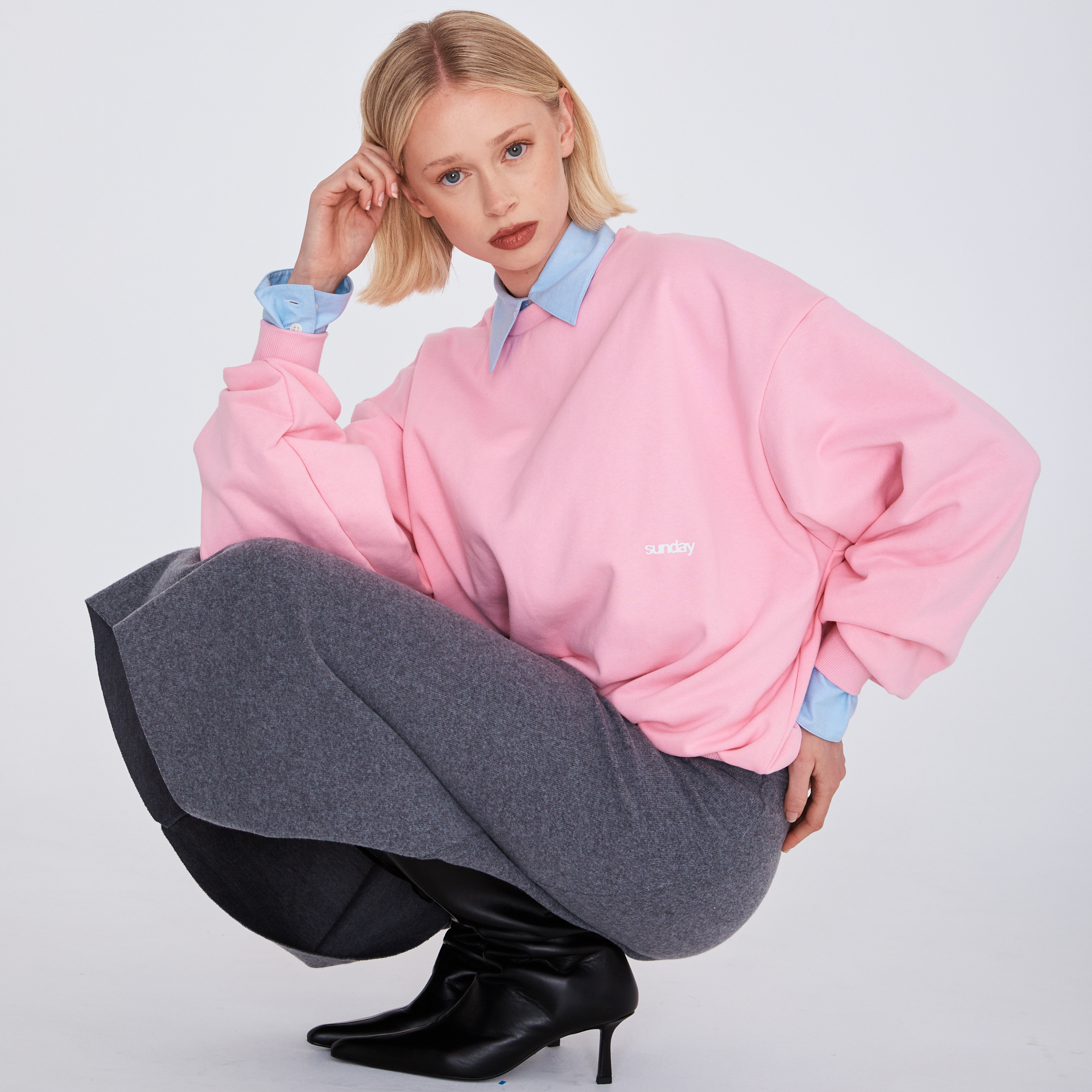 heavyweight script crewneck - powder pink