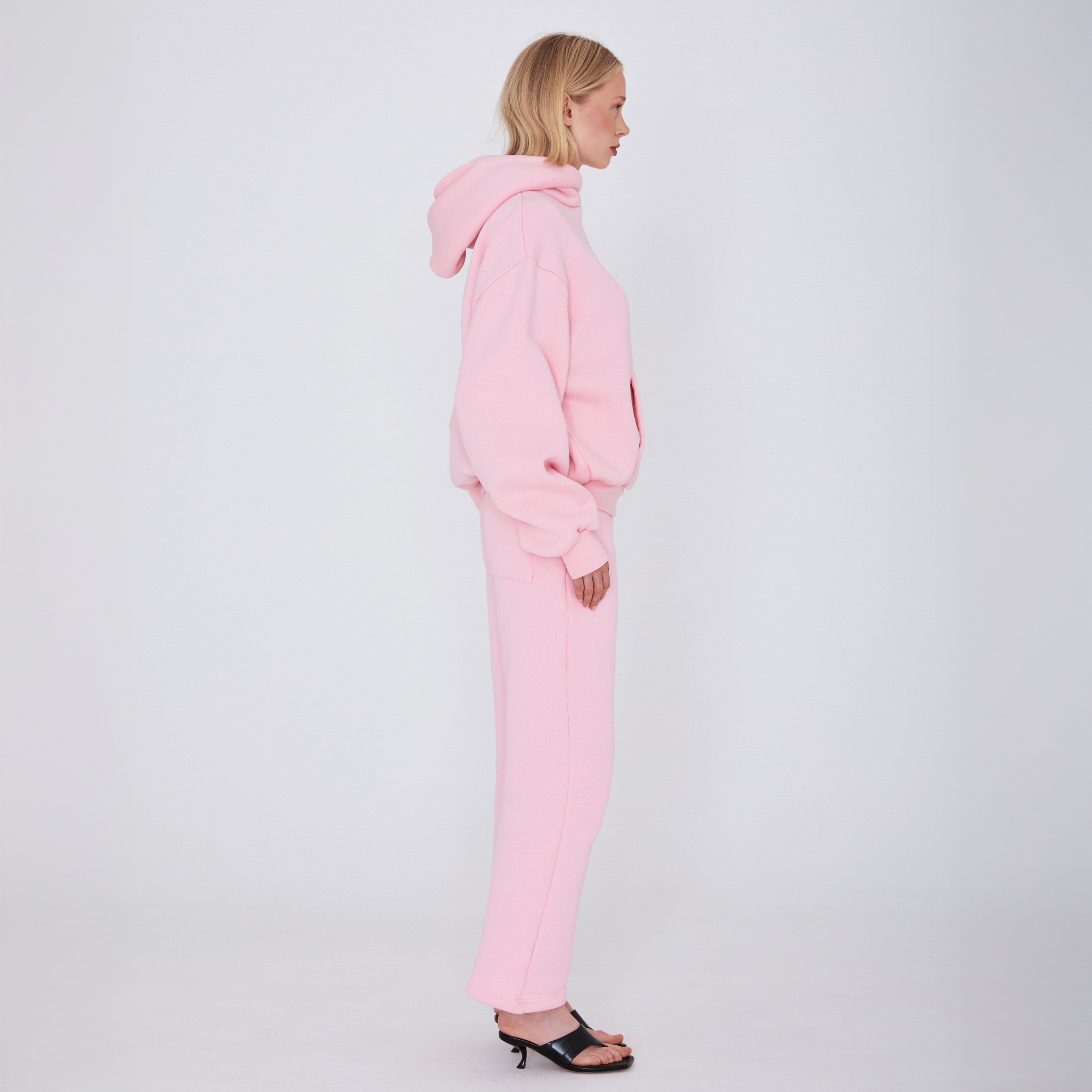 heavyweight appliqué hoodie - powder pink