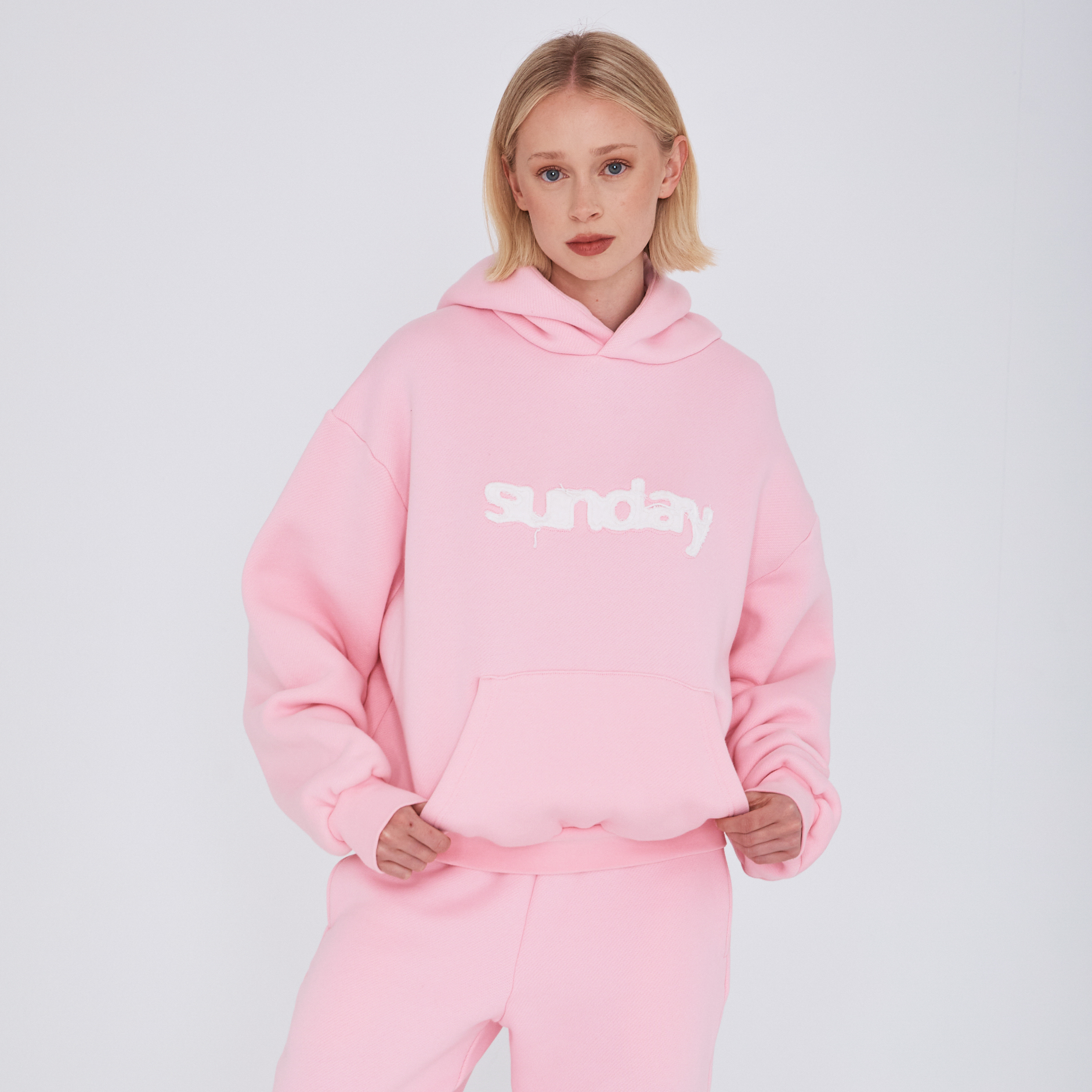 heavyweight appliqué hoodie - powder pink