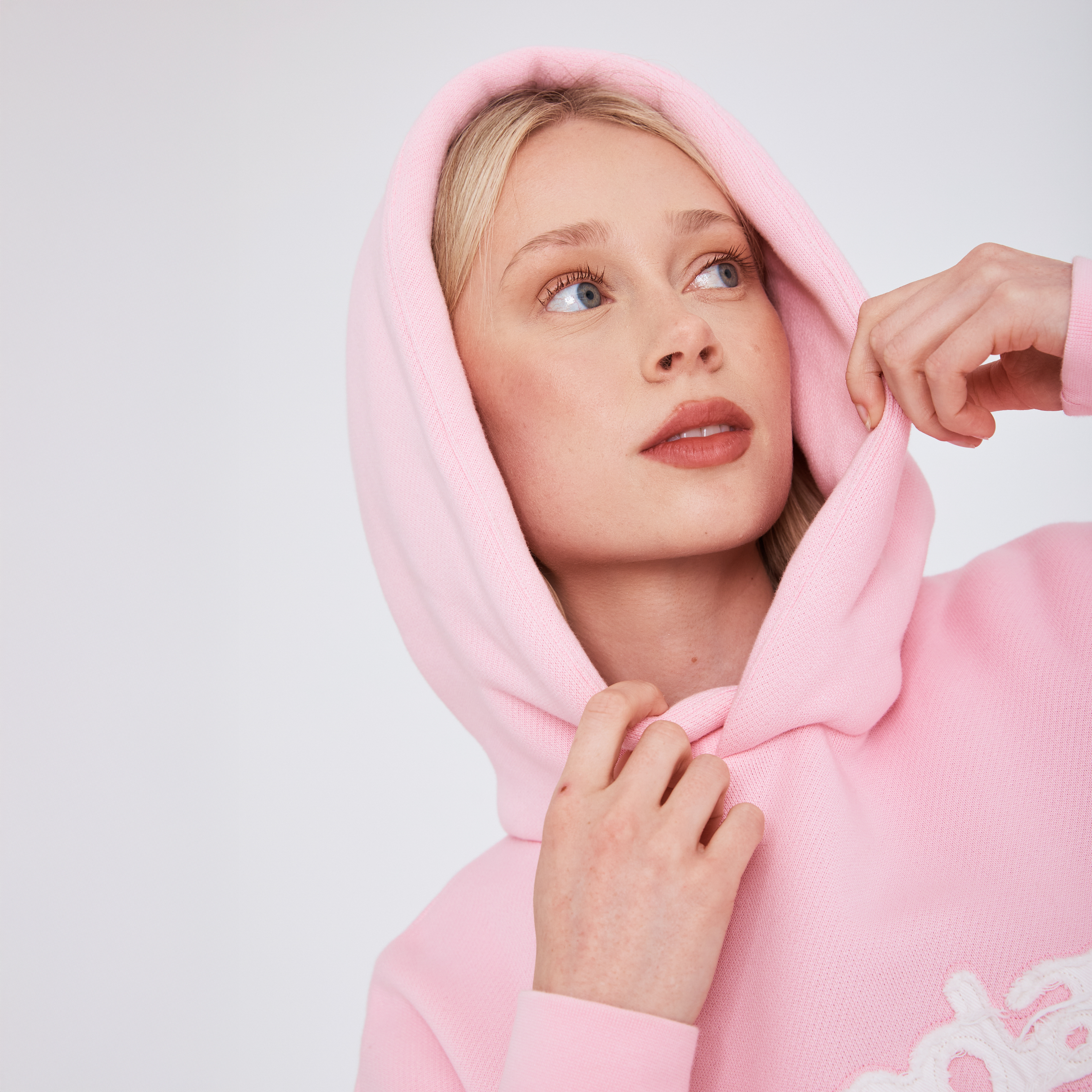 heavyweight appliqué hoodie - powder pink
