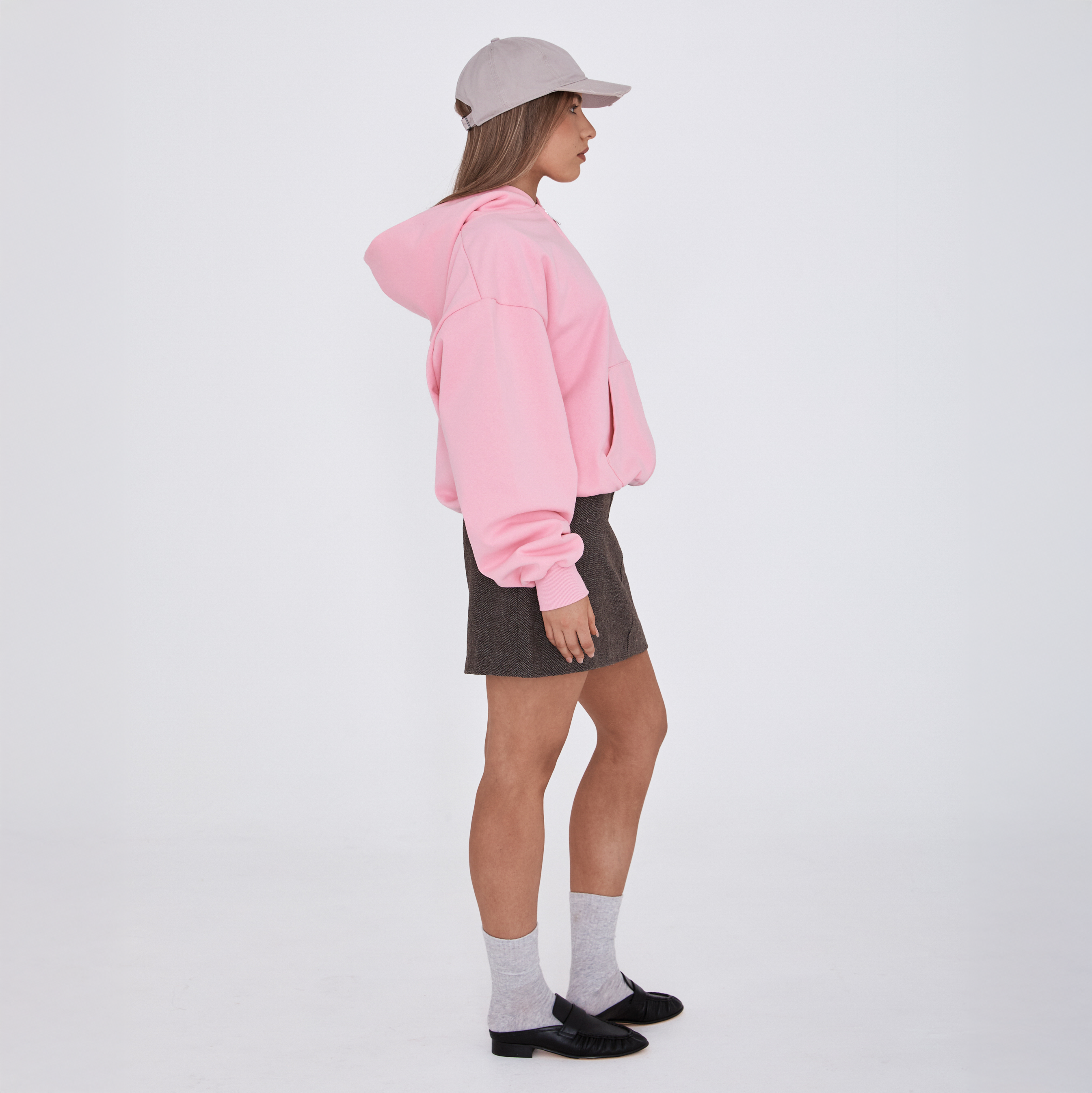 heavyweight script zip-up - powder pink