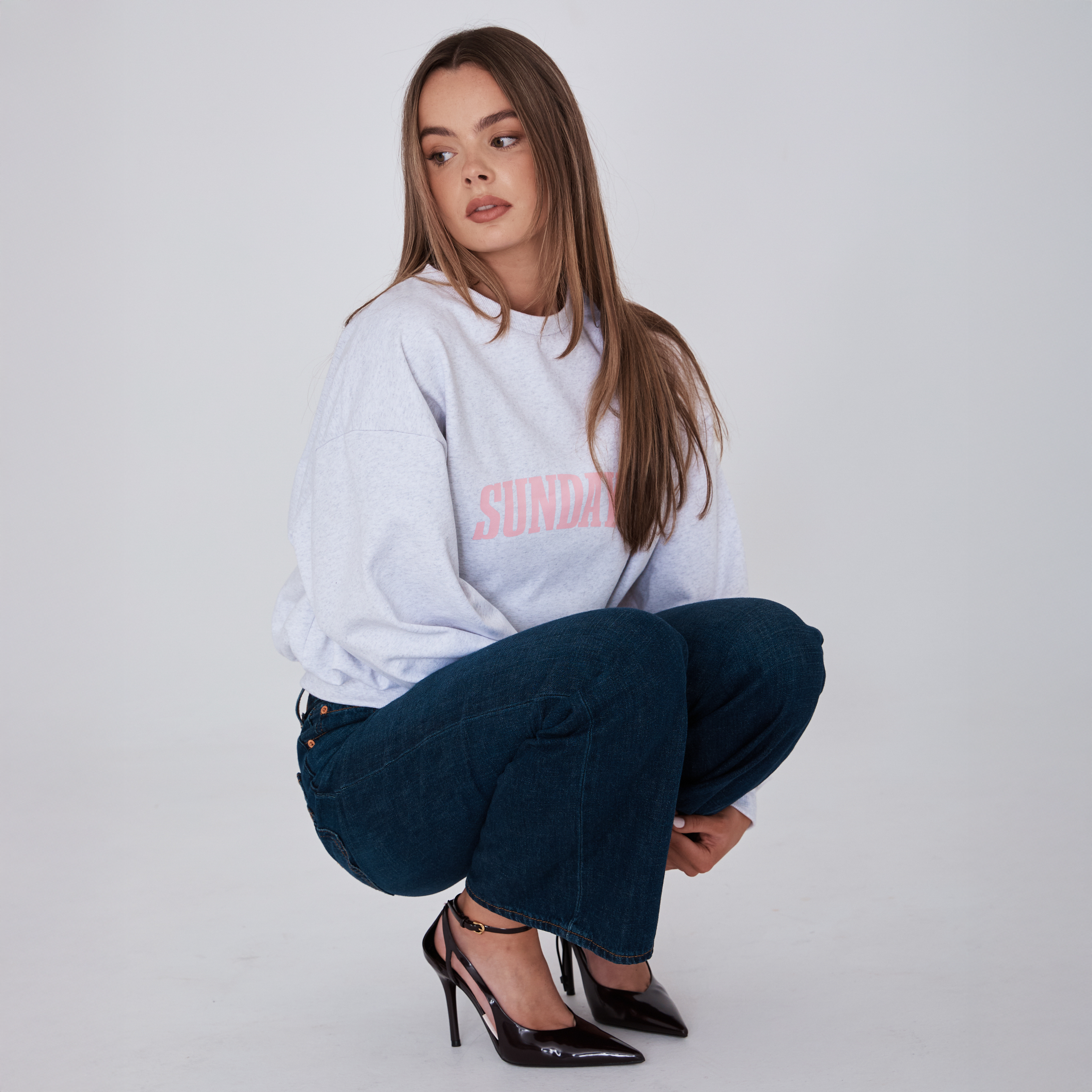 heavyweight headline crewneck - grey