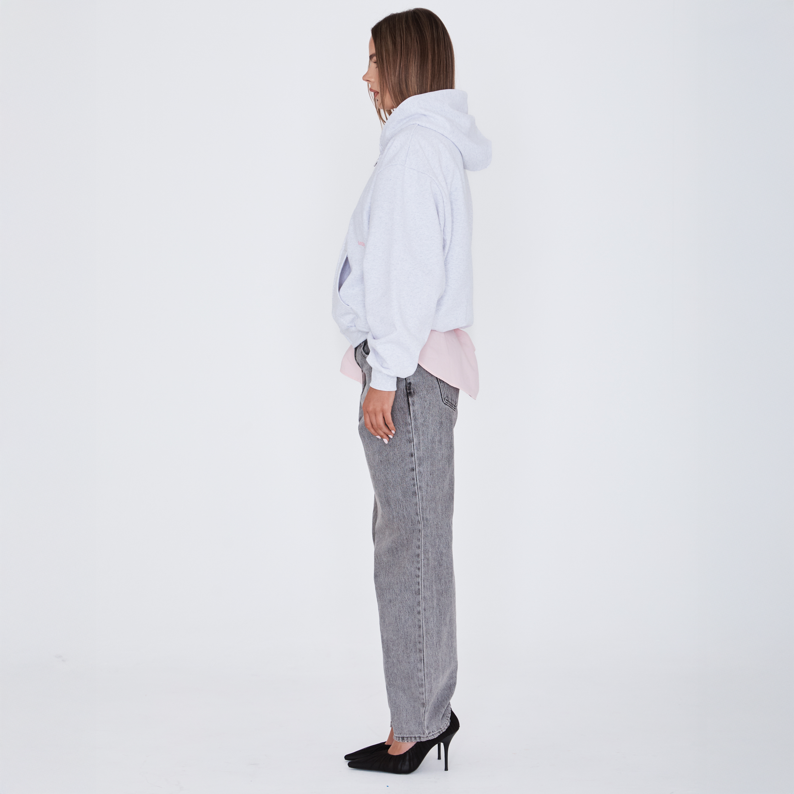 heavyweight script zip-up - grey