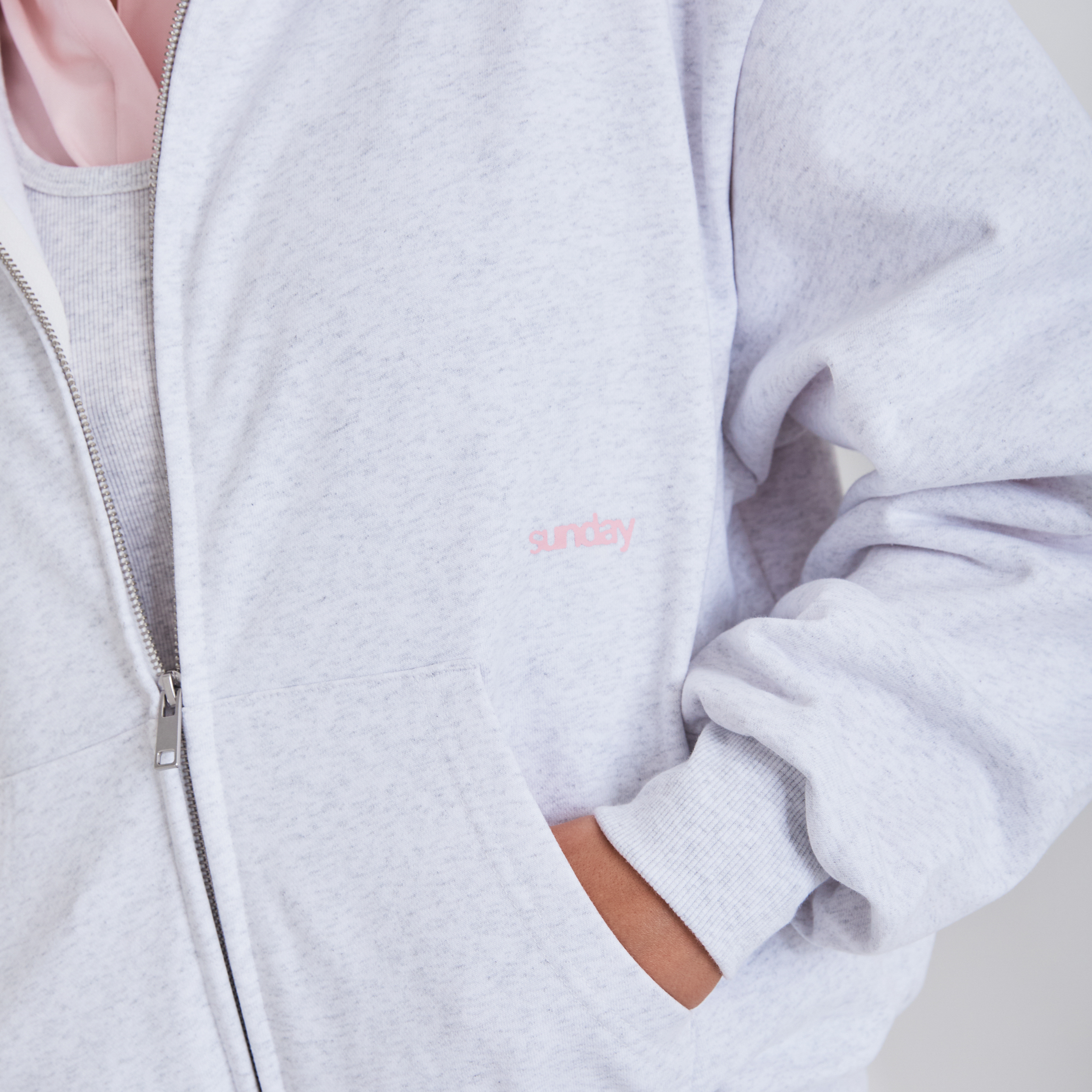heavyweight script zip-up - grey