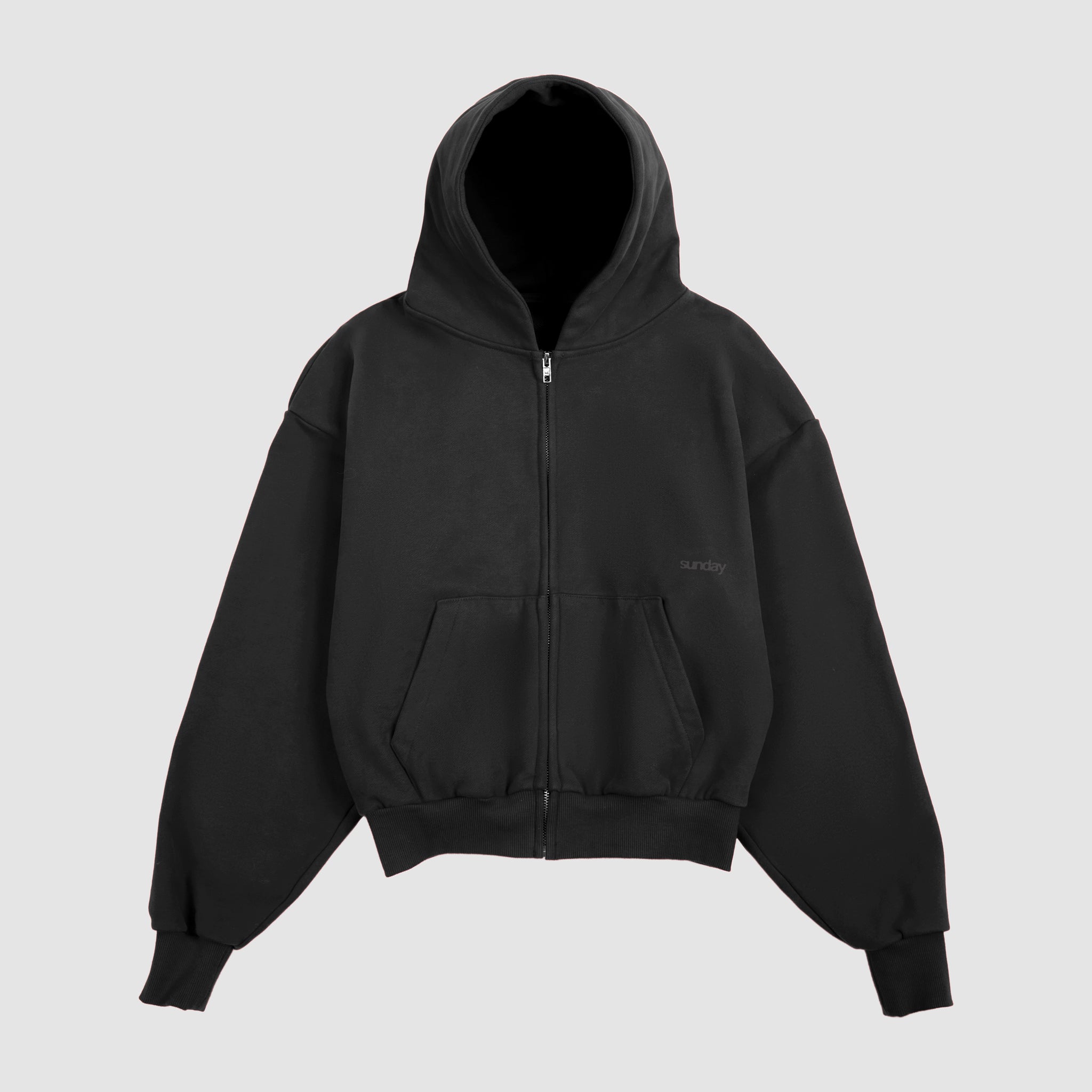 heavyweight script zip-up - vintage black